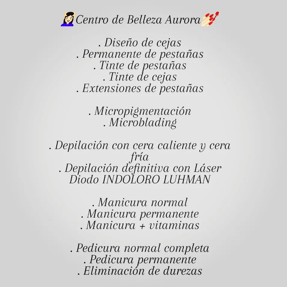 Centro De Belleza Aurora — Carta