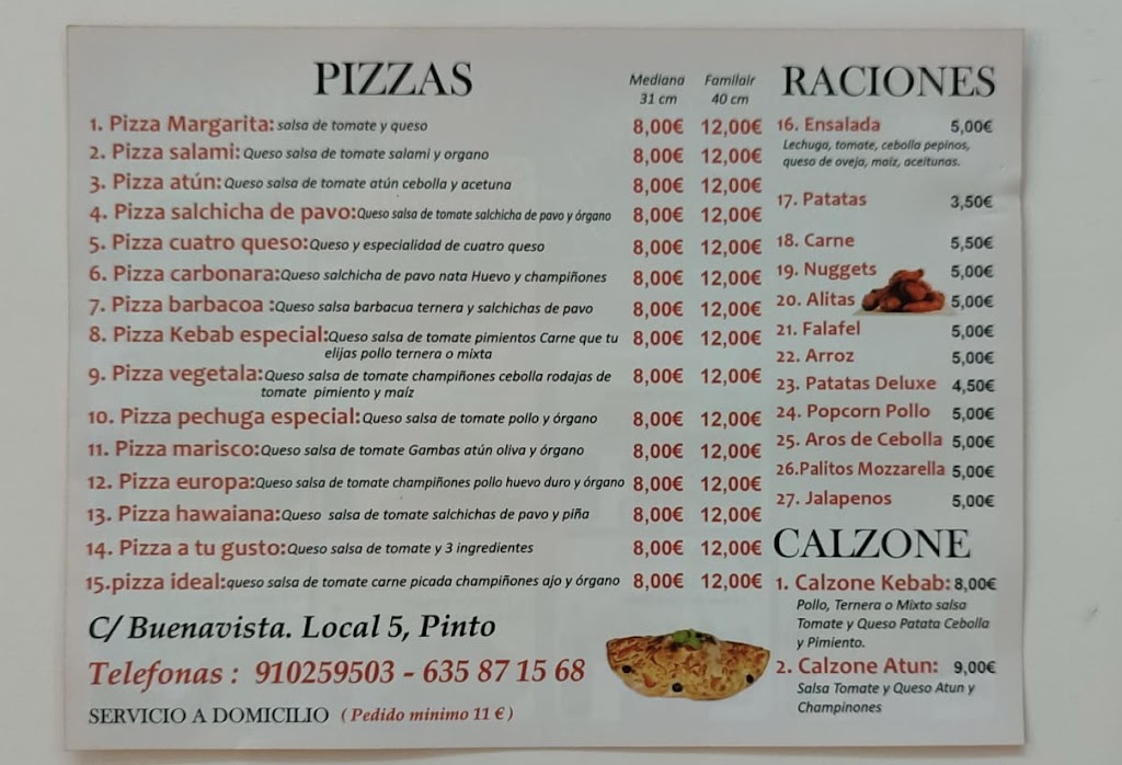 Pinto kebab - pizzeria — Carta