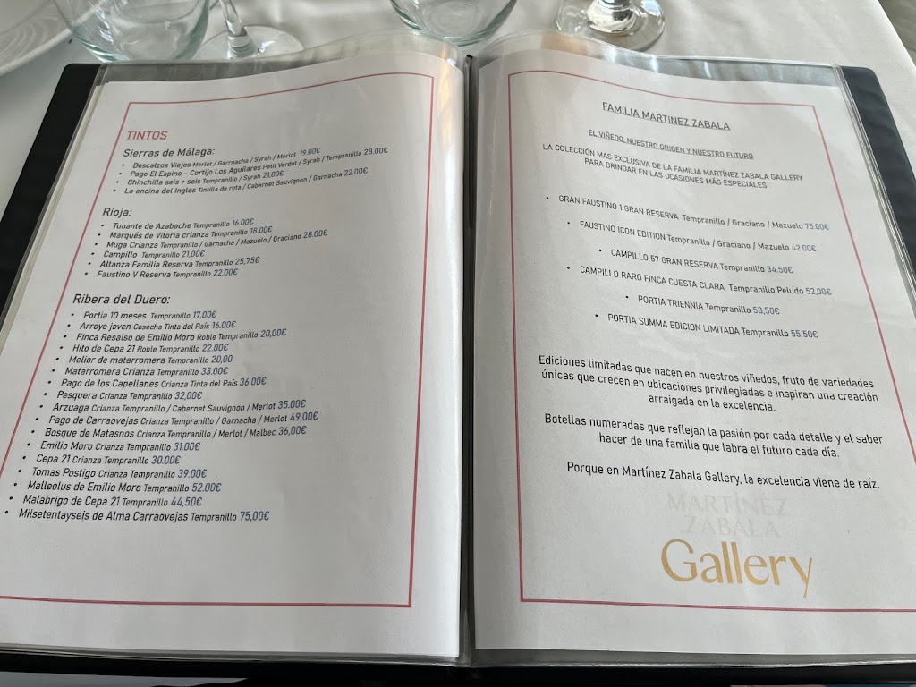 Restaurante Velero del Sur — Carta