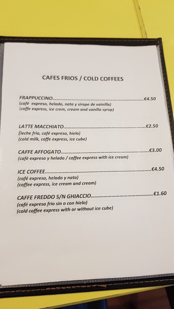 CAPPUCCINO HOUSE — Carta