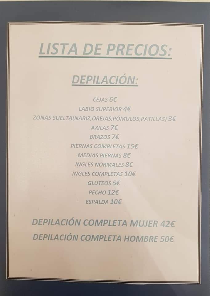 Centro Estetica Fatima Gonzalez — Carta