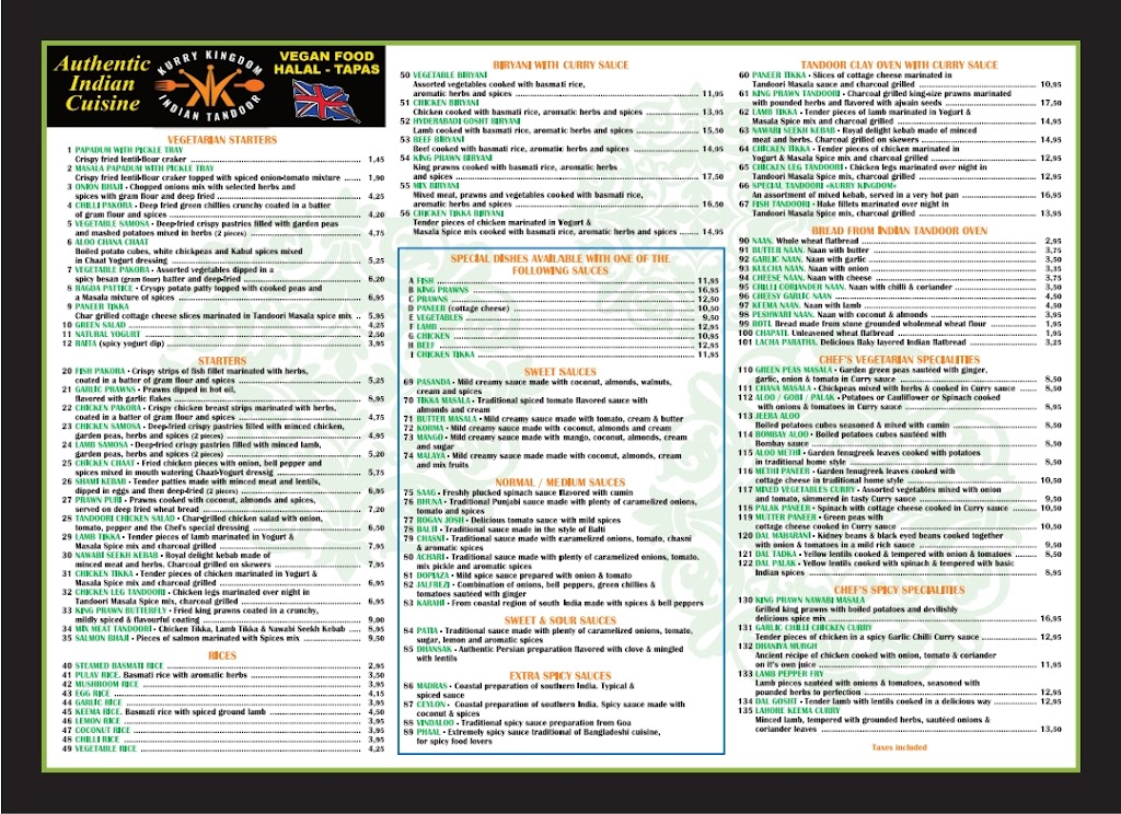 KURRY KINGDOM INDIAN TANDOOR — Carta