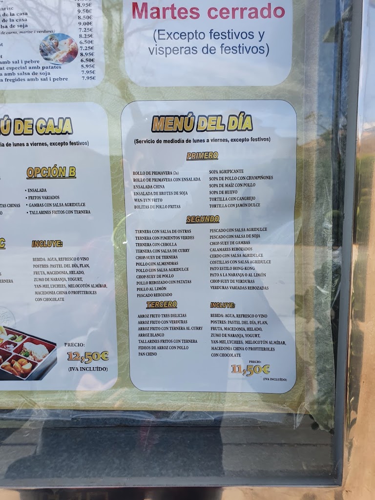 Restaurante Chino Shanghai — Carta