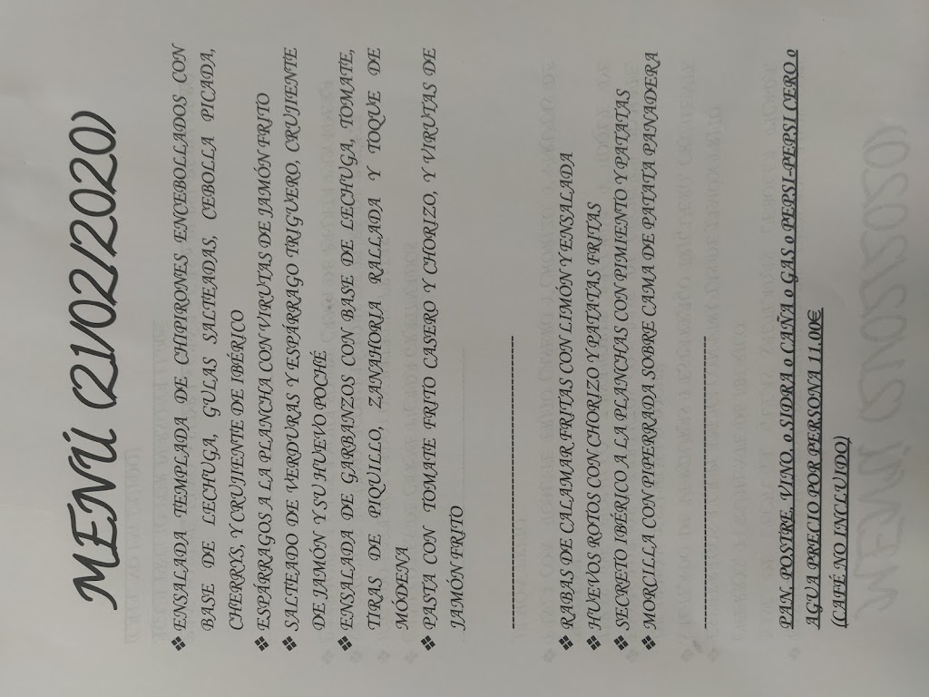 Cafeteria Eroski Llodio — Carta