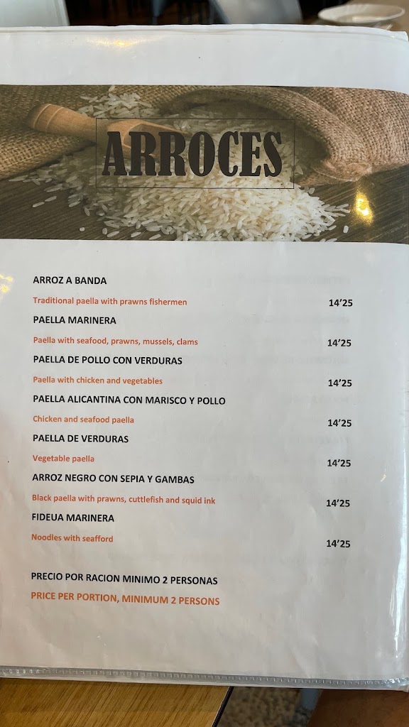 Restaurante El Tapeo — Carta