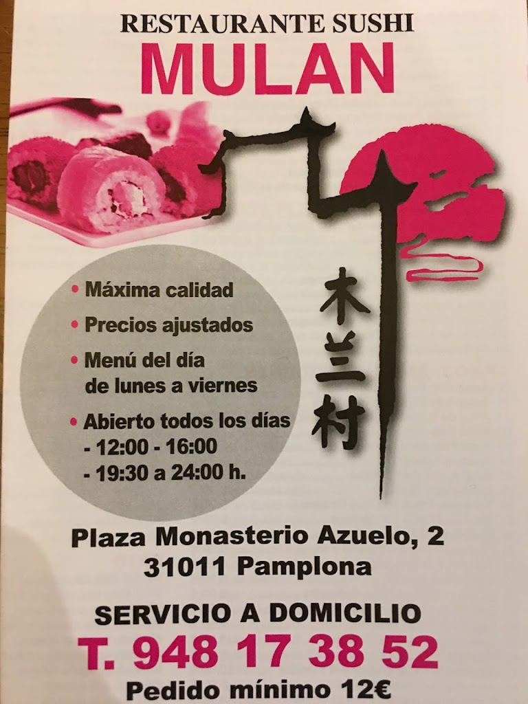 Restaurante Chino Mulan — Carta