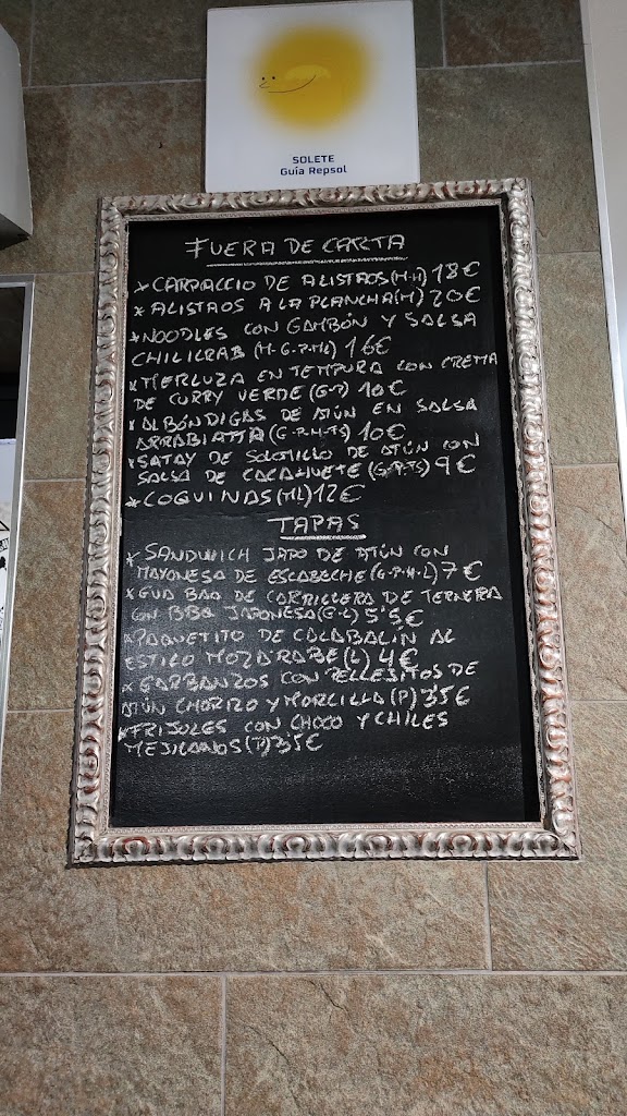 Bar restaurante La Belli — Carta