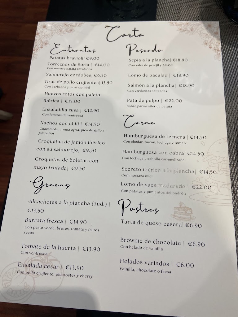 Restaurante Gabbia — Carta
