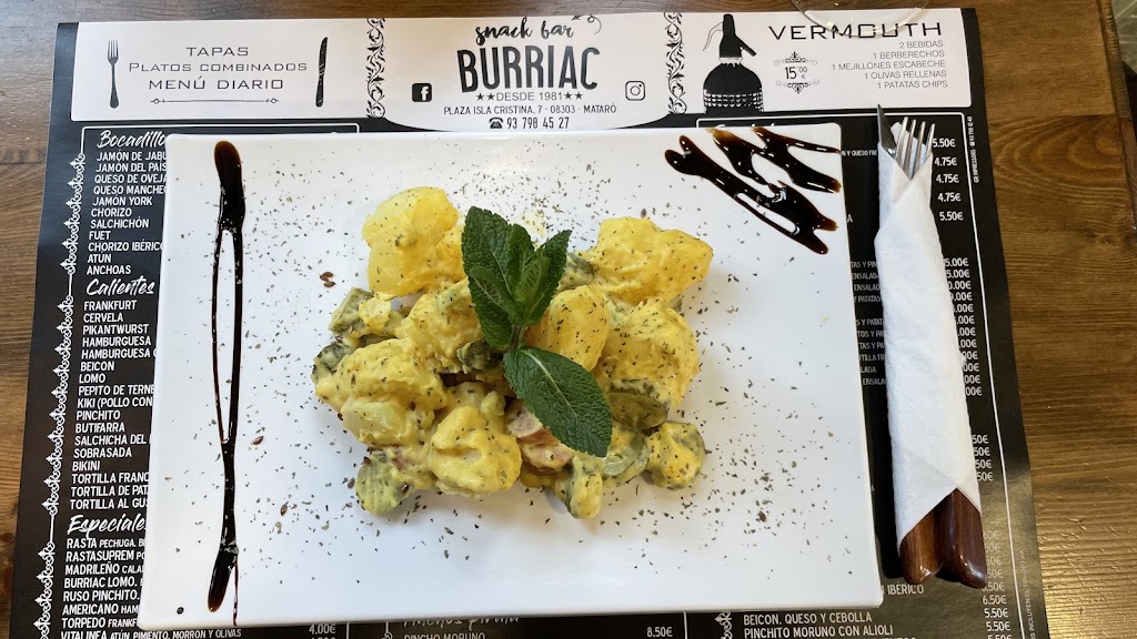 Bar Burriac — Carta