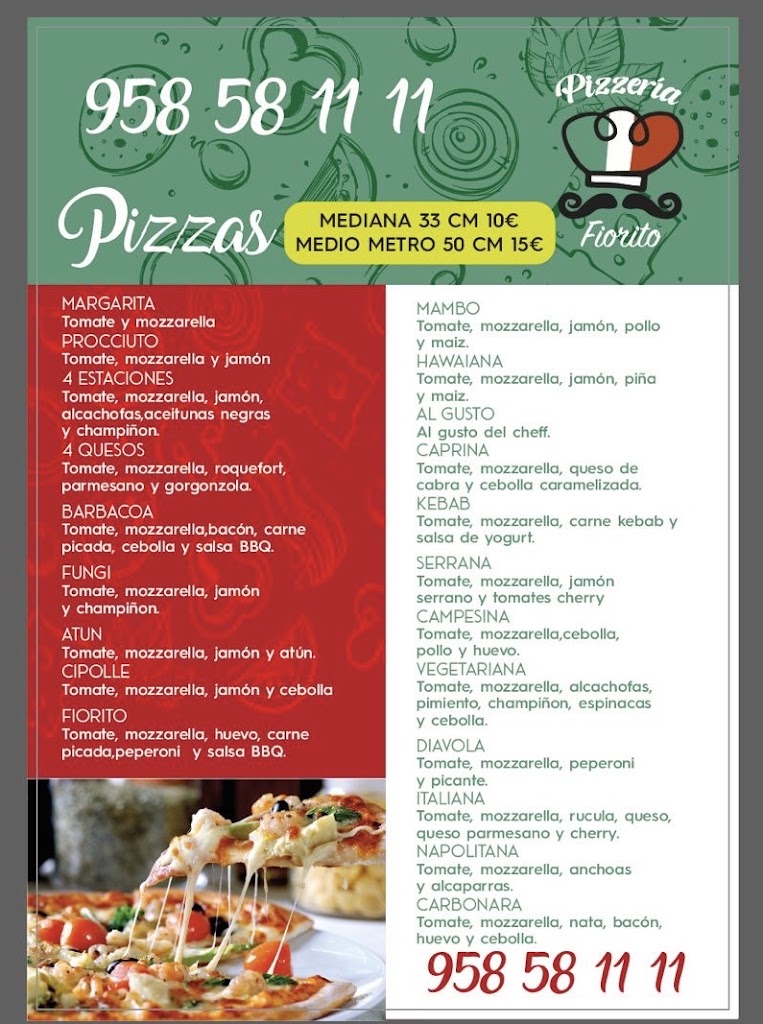 Pizzeria Fiorito — Carta