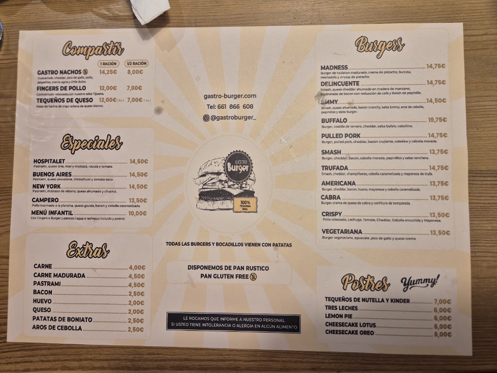 Gastro Burger — Carta