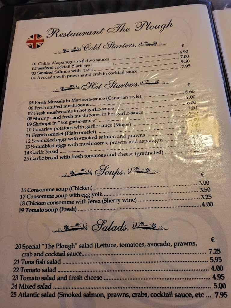 The Plough Spanish restaurante — Carta
