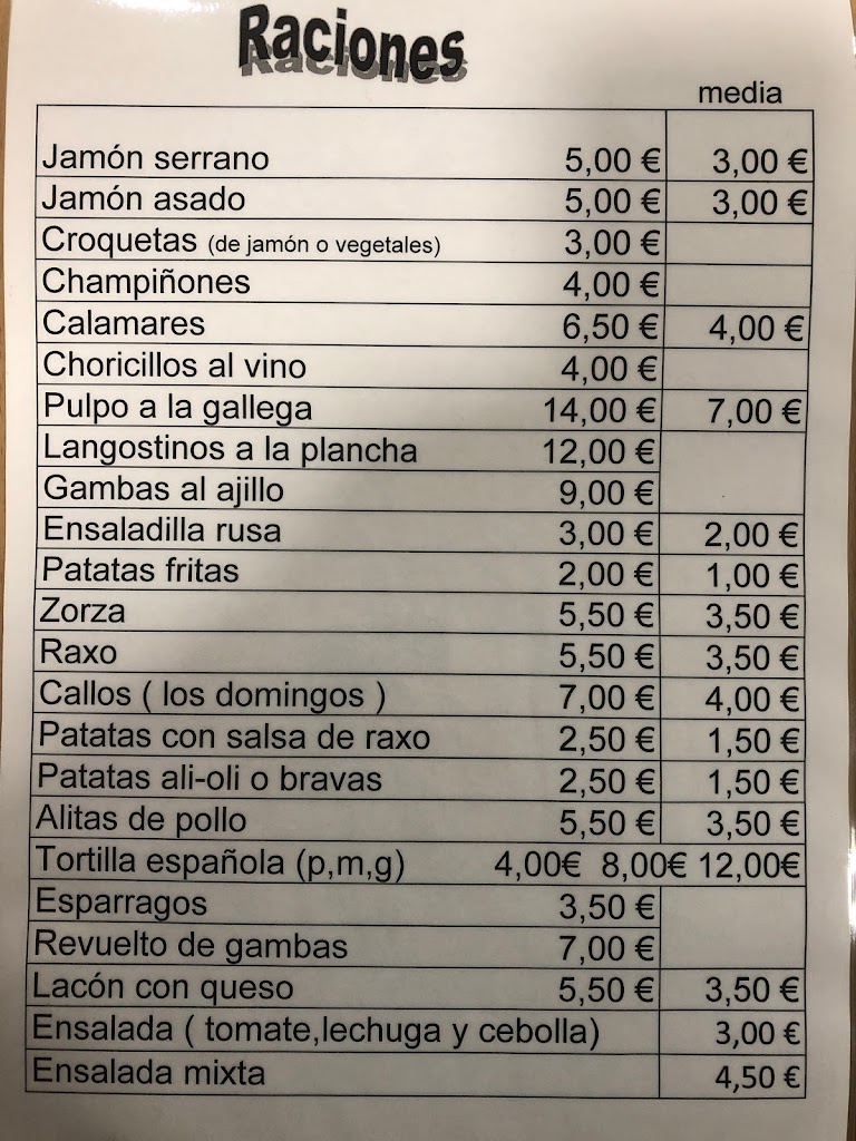 Restaurante Altamira (Santiago de Compostela) — Carta