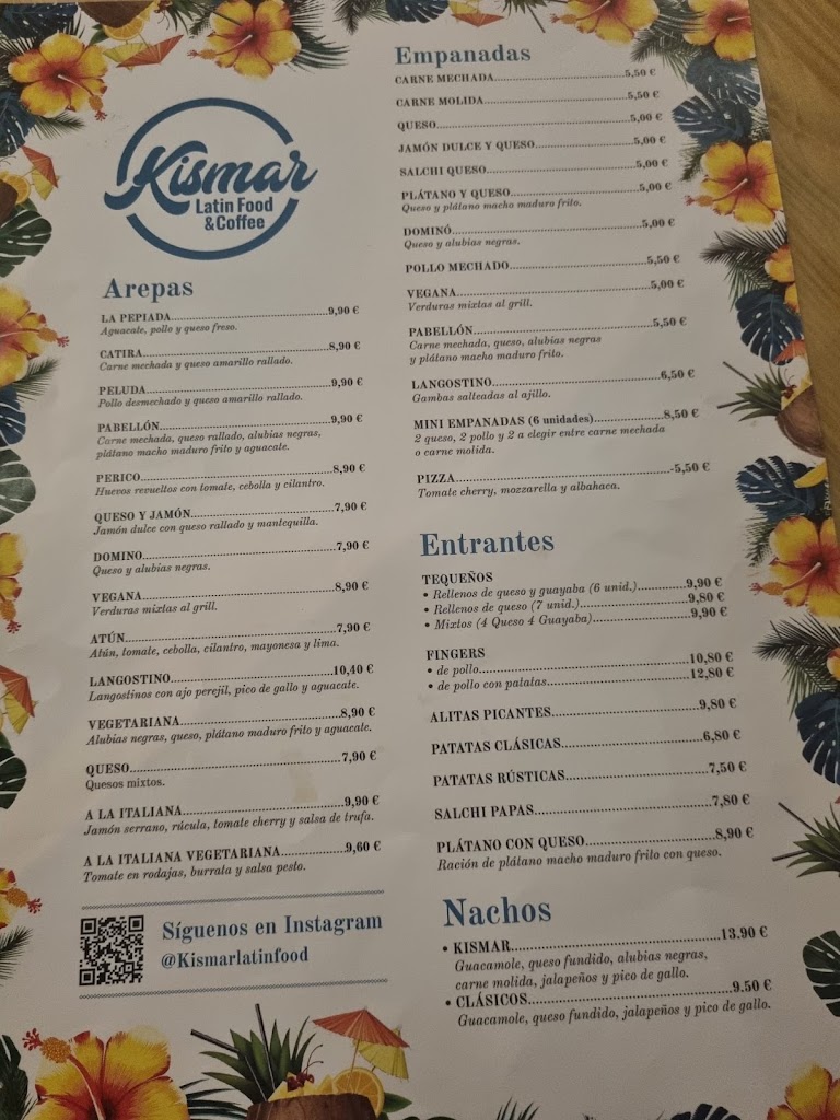Kismar latin food & coffe — Carta