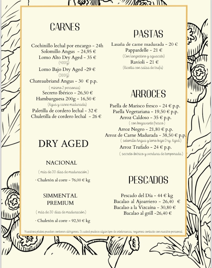 Restaurante Salunna — Carta