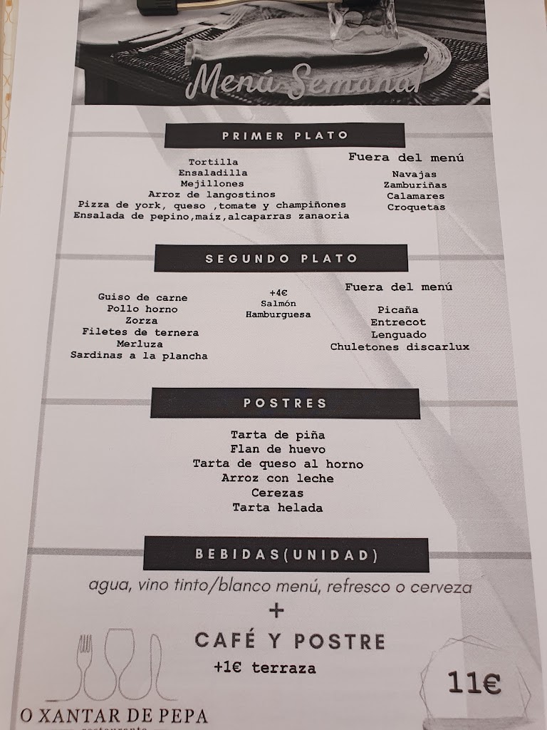 O Xantar De Pepa — Carta