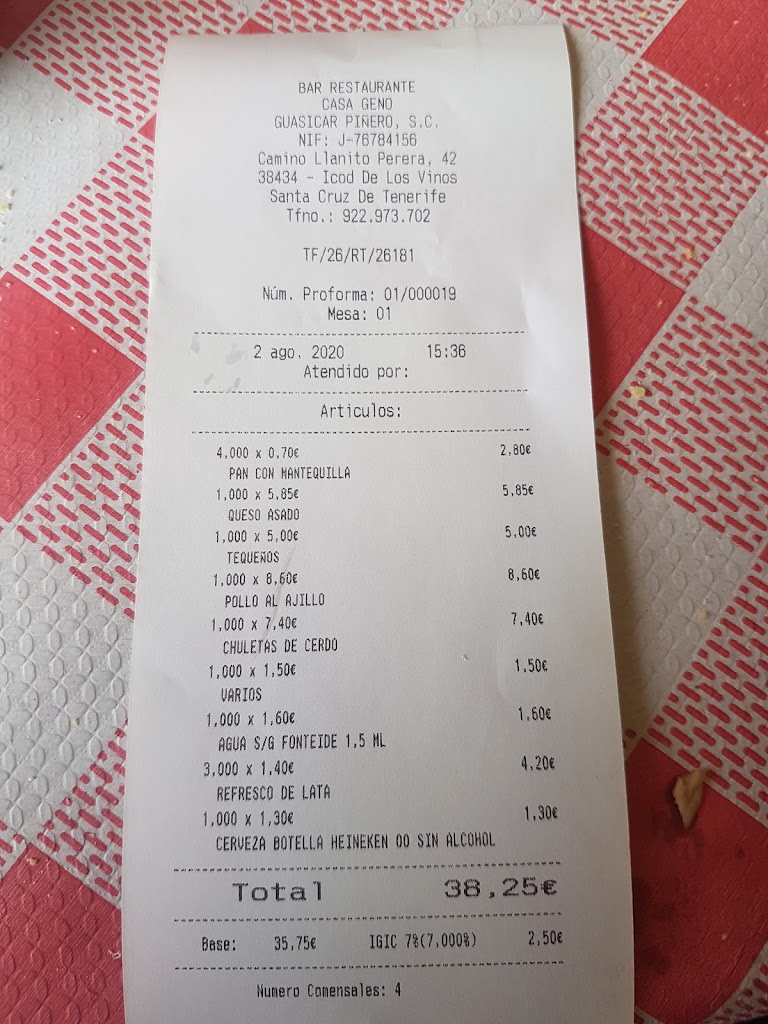 Casa Geno — Carta
