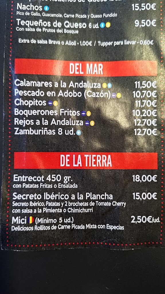 Restaurante Bar The New York — Carta