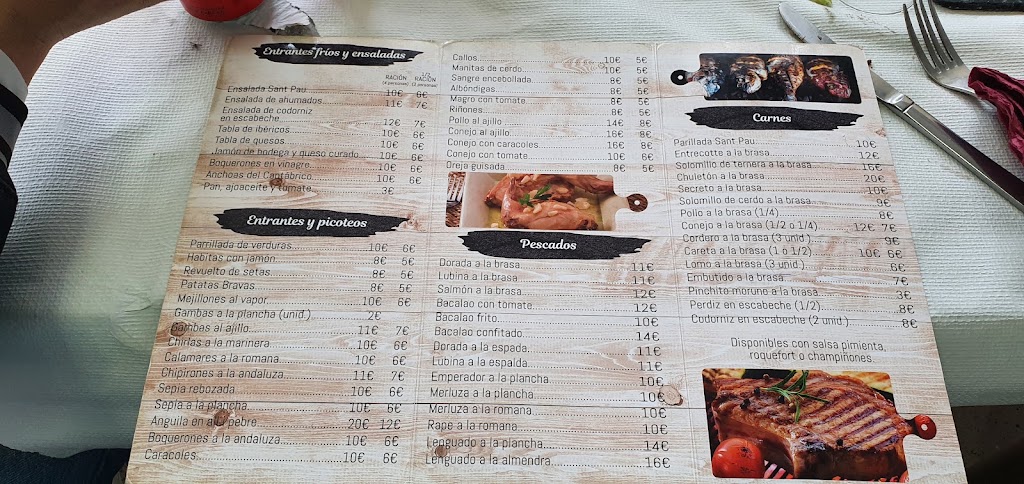 Restaurante Sant Pau Platja — Carta