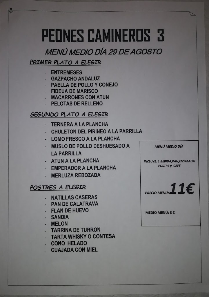 Peones Camineros 3 — Carta