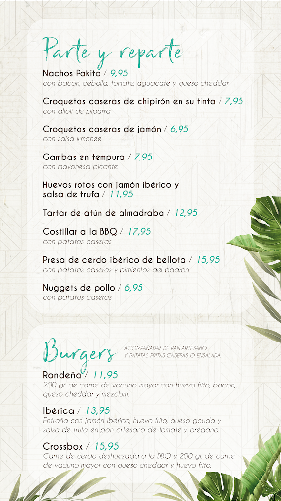 Restaurante Dona PaKita — Carta