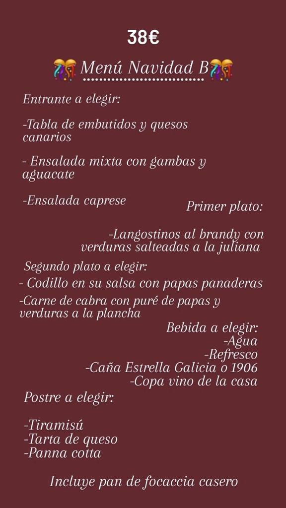 Restaurante Chapo — Carta