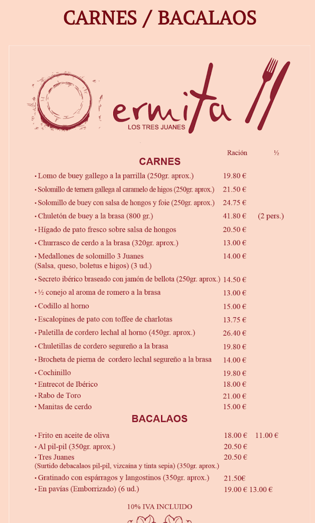 Restaurante La Ermita Atarfe — Carta