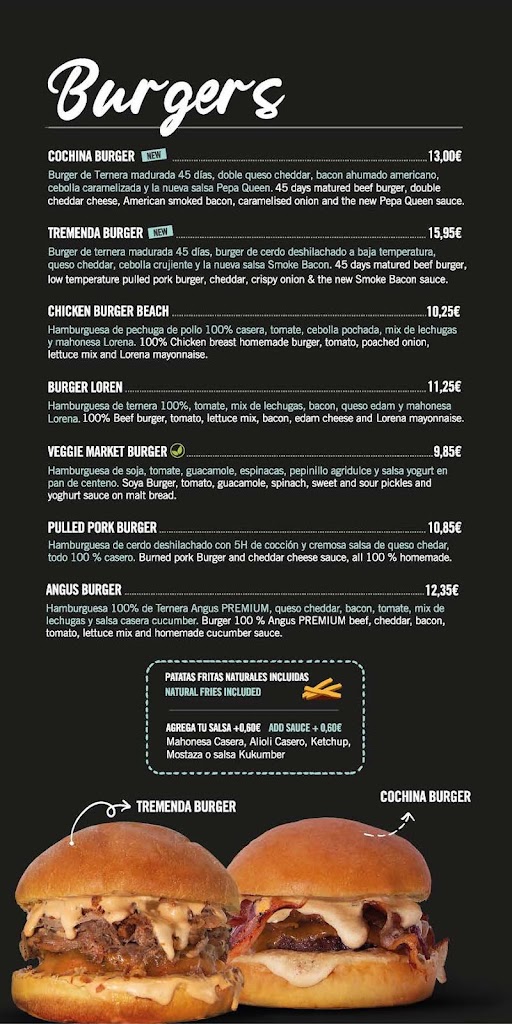 Lorena Cafe Fuengirola — Carta