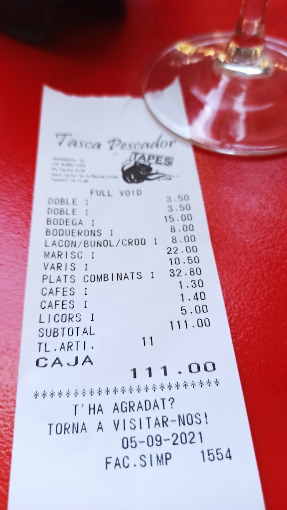 El Pescador — Carta