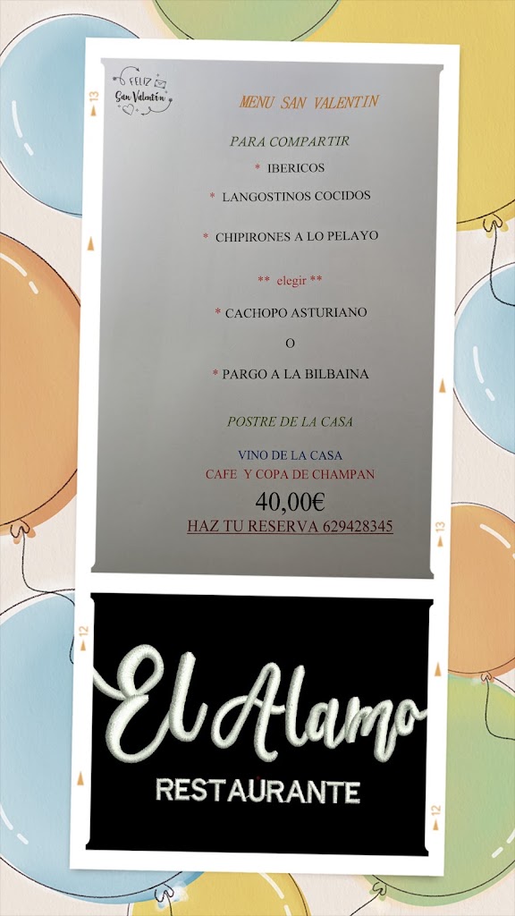 Restaurante el Alamo — Carta