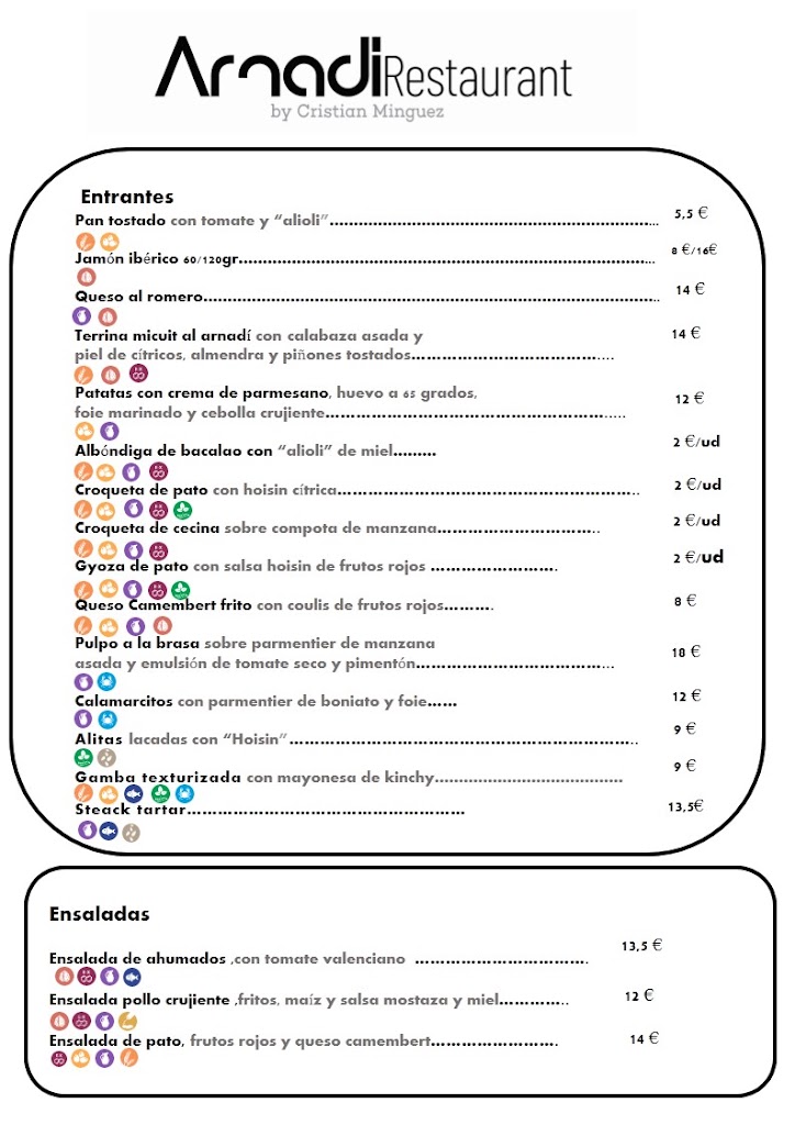 Arnadi Restaurant — Carta