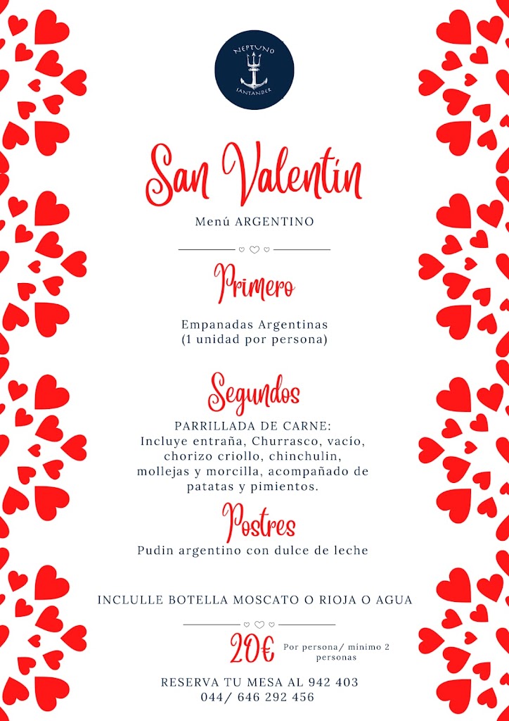 Bar Restaurante Neptuno Santander, Maques de la Hermida 2 — Carta