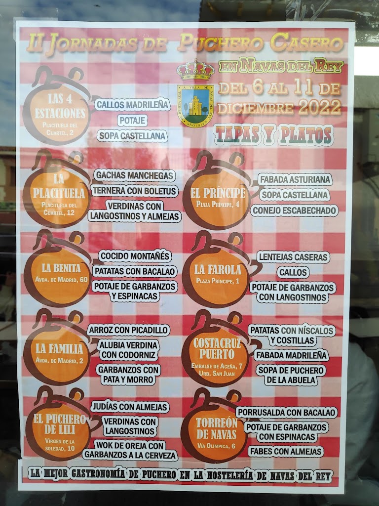 Cafe Bar Placituela — Carta