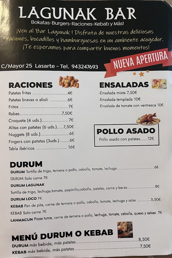 LAGUNAK BAR — Carta