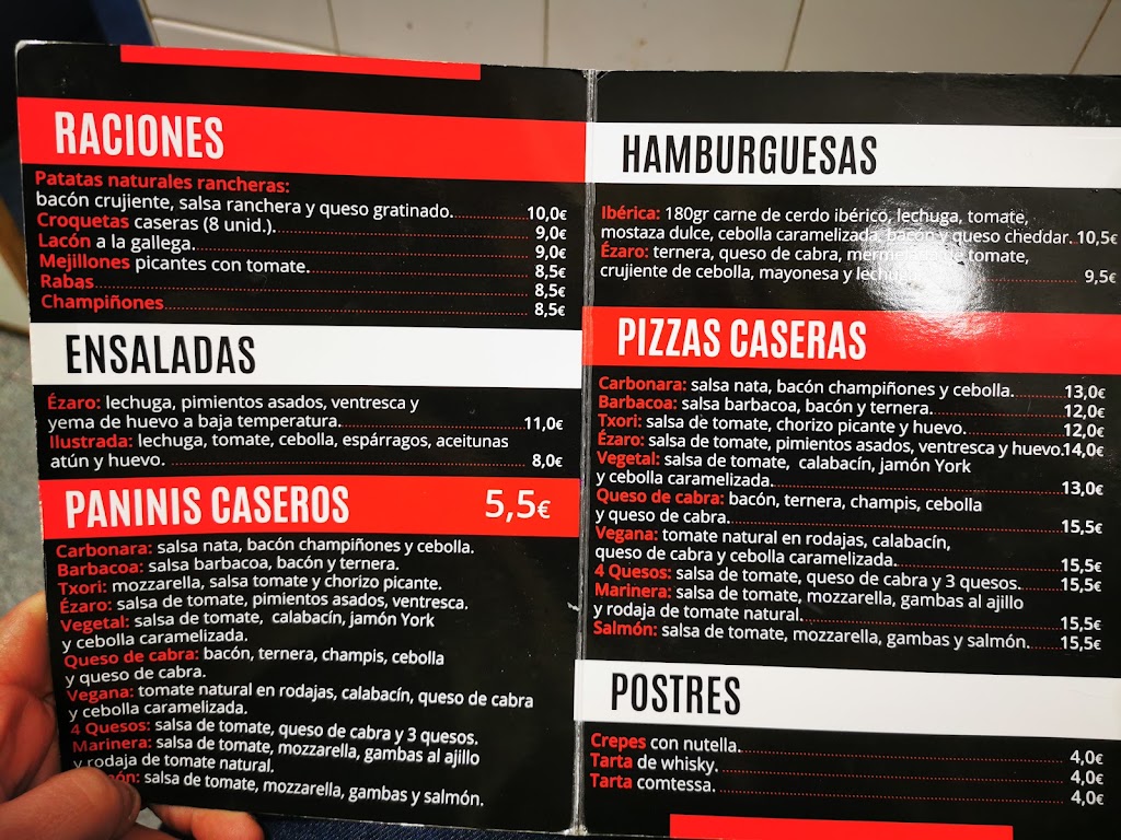 Restaurante Ezaro — Carta
