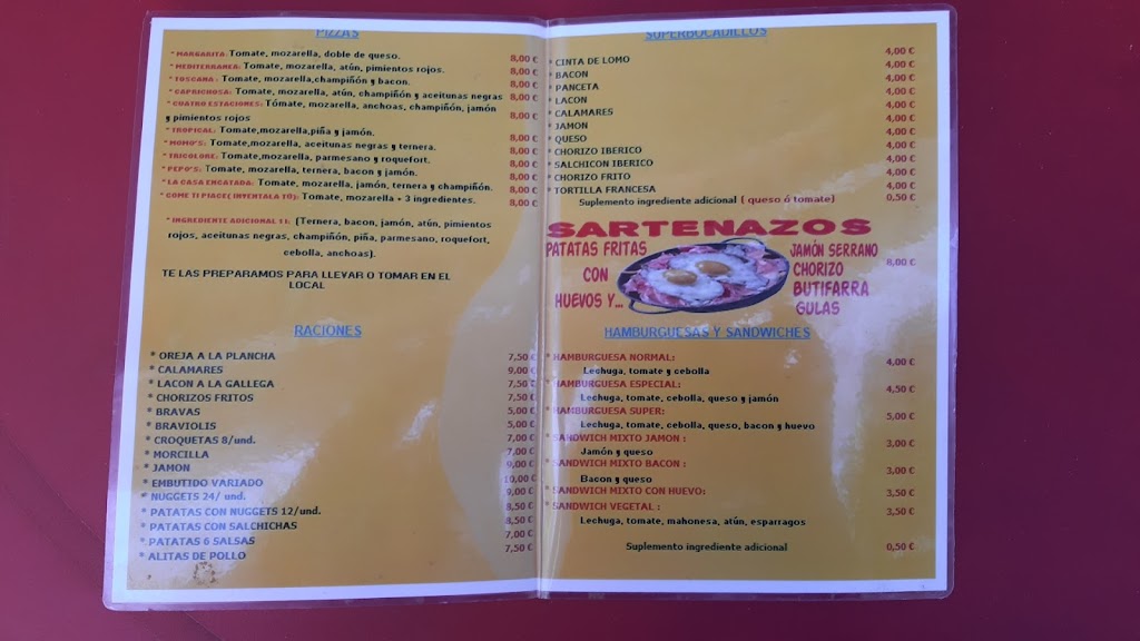 cafeteria cerveceria crisol — Carta