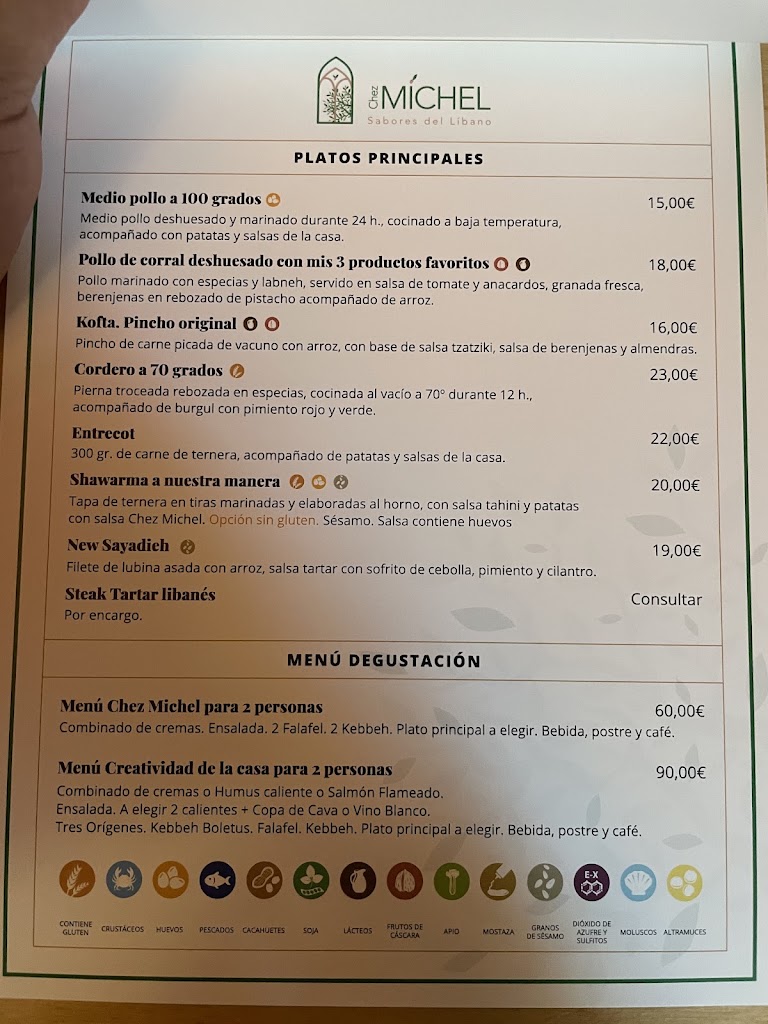 Restaurante Chez Michel Madrid — Carta