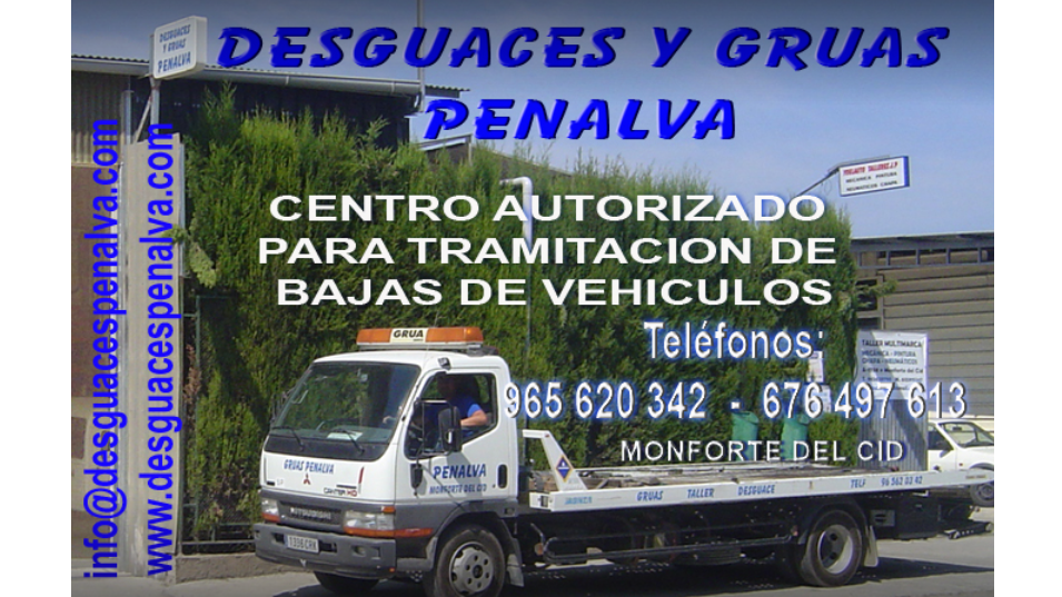 Desguaces y Gruas Penalva en Monforte del Cid, Alicante