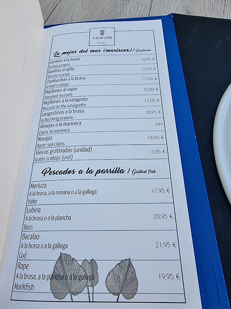 Restaurante Cacicato — Carta