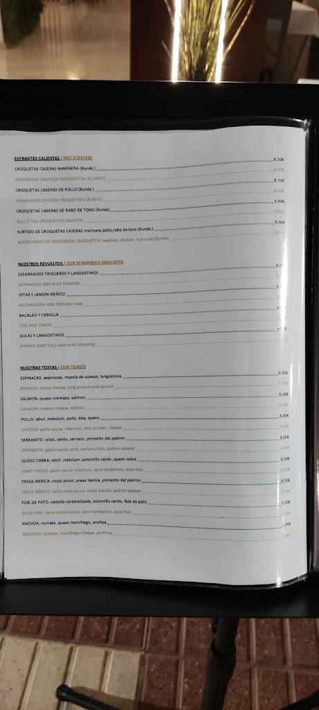 Voguem restaurante — Carta