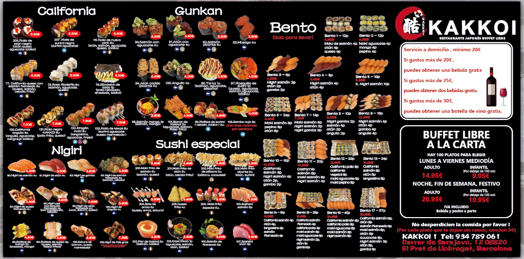 Restaurante Japones KAKKOI — Carta