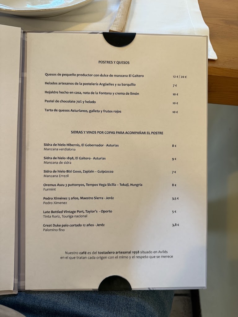 Restaurante Gunea — Carta