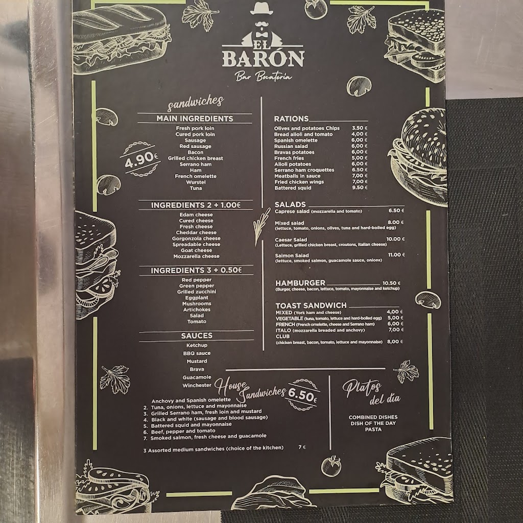 Bar El baron — Carta