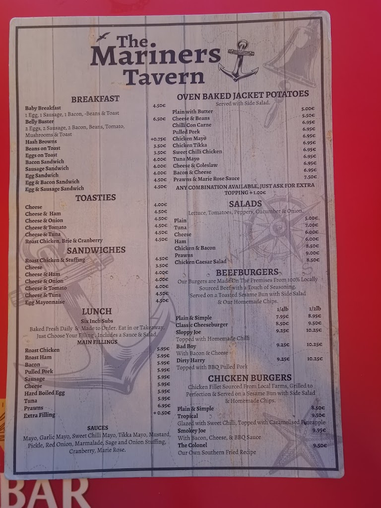 The Mariners Pub — Carta
