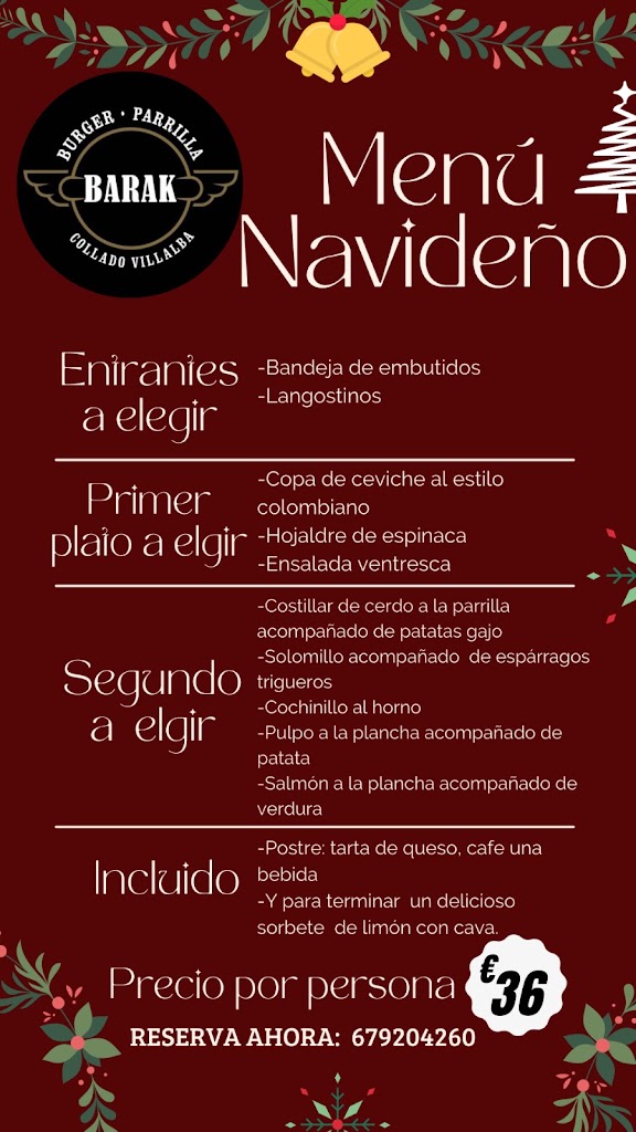 Barak burger parrilla — Carta
