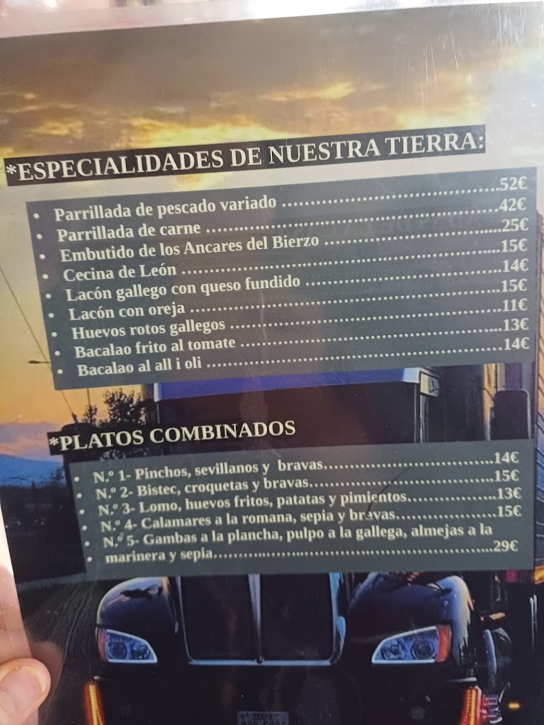 Bar La Ruta Restaurant — Carta