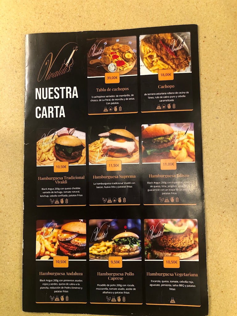 Cafeteria Vivaldi — Carta