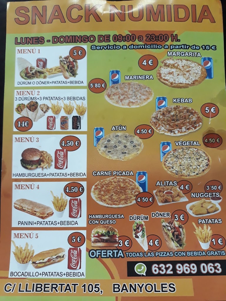 KEBAB SNACK NUMIDIA — Carta