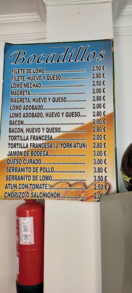 Cafeteria Bar "Mi Bar" — Carta