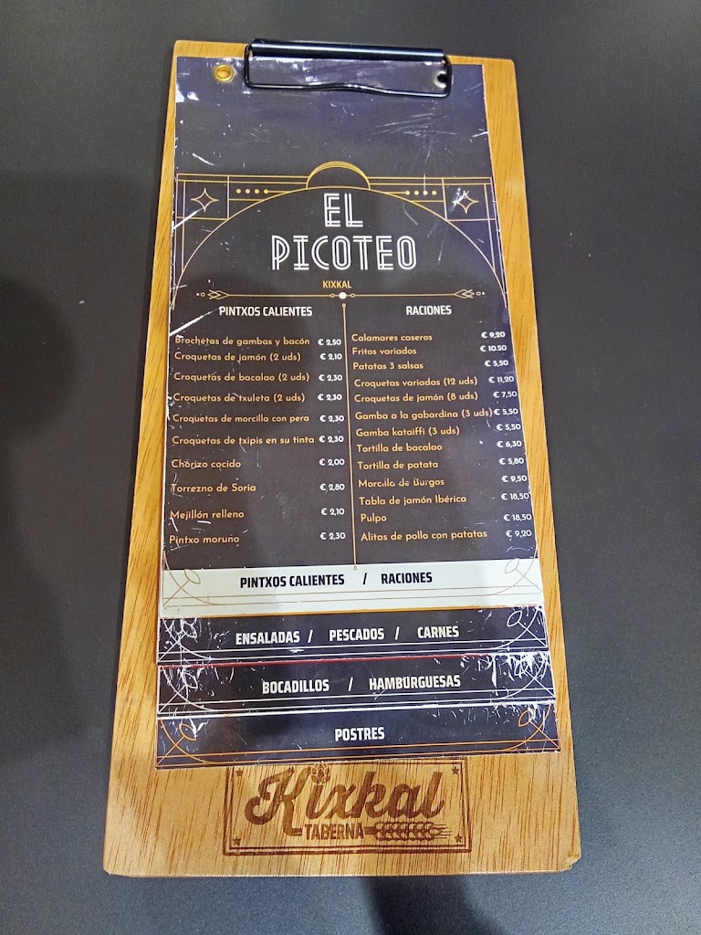Bar KIXKAL Hernani — Carta